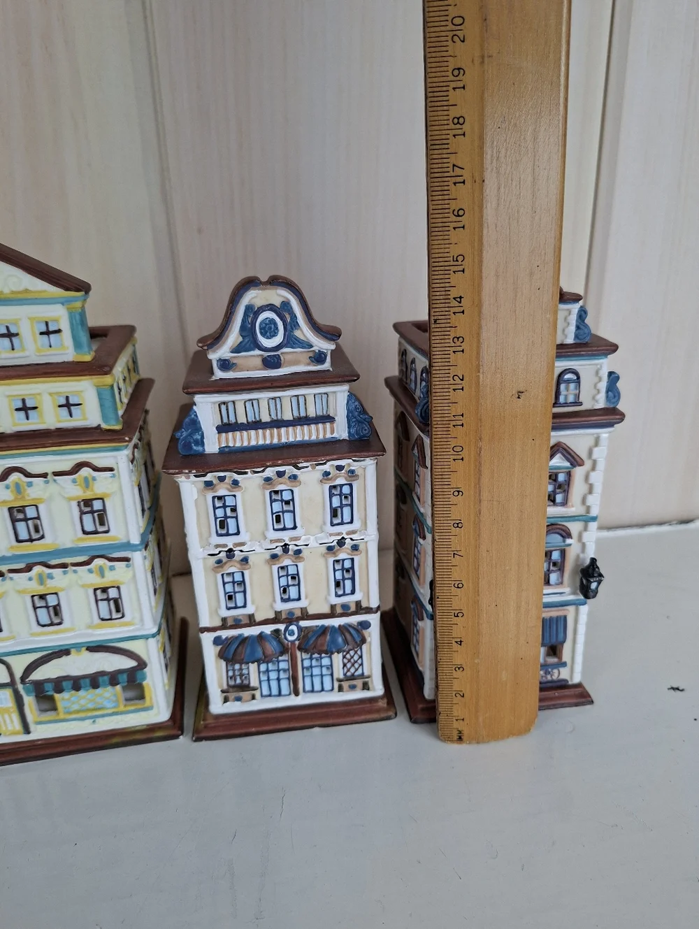 Lot Of 3 Partylite Cafe Tealight Ceramic House Candle Holder Handpainted - Picture 10 of 12